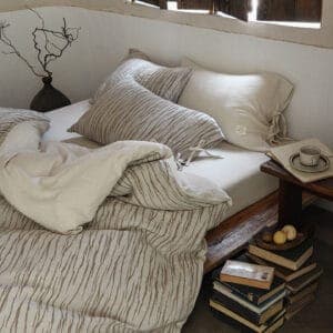 Texihome Textured Cotton Linen Duvet Cover Set with Tie Closures - Image 4