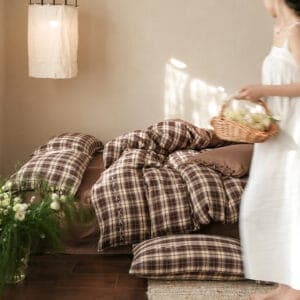 Texihome Vintage Brown Plaid Duvet Cover Set - Image 3