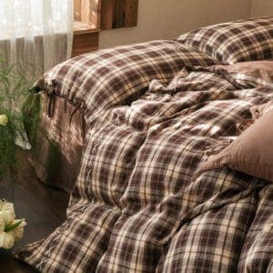 Texihome Vintage Brown Plaid Duvet Cover Set - Image 5