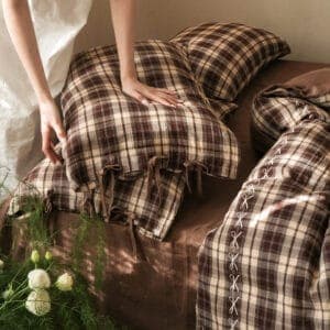 Texihome Vintage Brown Plaid Duvet Cover Set - Image 6