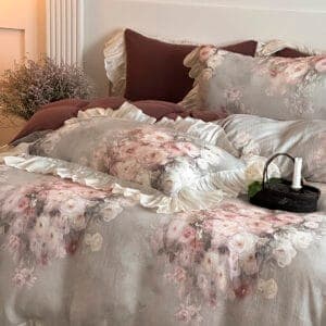 Texihome Vintage Floral Duvet Cover Set with Ruffled Edges - Image 5