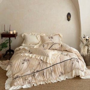 Texihome Vintage Rose Duvet Cover Set with Ruffled Edges - Image 3