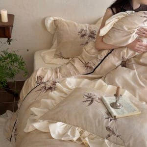 Texihome Vintage Rose Duvet Cover Set with Ruffled Edges - Image 4