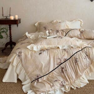Texihome Vintage Rose Duvet Cover Set with Ruffled Edges - Image 5