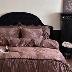 Wp French Vintage Floral Jacquard Bedding Set in Cocoa Brown - Image 6