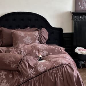 Wp French Vintage Floral Jacquard Bedding Set in Cocoa Brown - Image 7