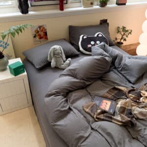 Wp Bedding Set Brushed Washed Cotton Charcoal - Image 4