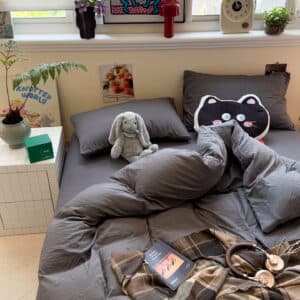 Wp Bedding Set Brushed Washed Cotton Charcoal - Image 5