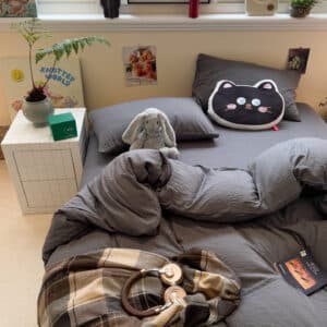 Wp Bedding Set Brushed Washed Cotton Charcoal - Image 6